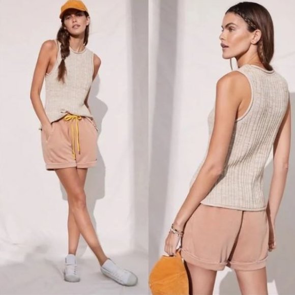 Pilcro and the Letterpress Tops - Pilcro Anthropologie Ribbed Beige Knit Sweater Tank Marled silk blend